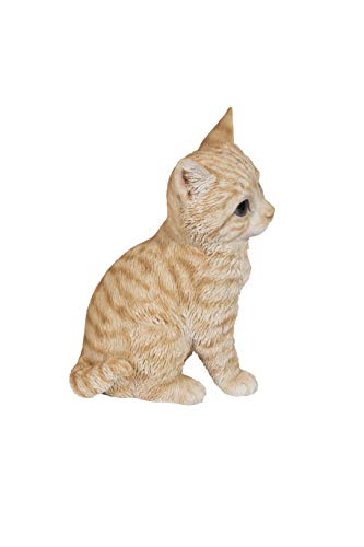 Figura de gato naranja sentado con cabeza inclinada miniatura 5
