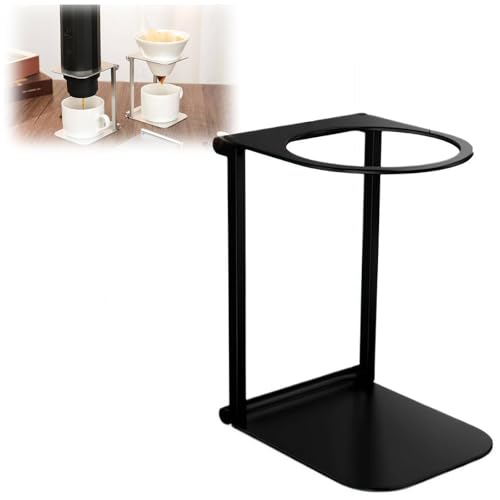 Supporto per macchina da caffè, portatile e pieghevole, in alluminio, per ufficio, casa e campeggio (nero)