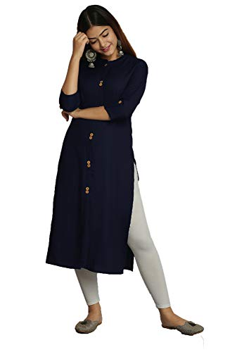 Image of NEW4U Women's Solid Rayon Straight Kurta