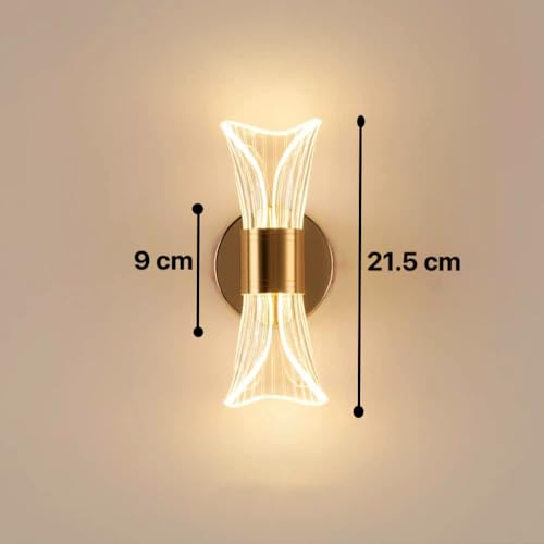 Image of Groeien 12W | 3 Color LED Nordic LED Sconce Transparent Indoor Home Acrylic Wall Lamp for Bedroom Living Room Corridor Lighting Fixtures Wall Mount(Warm+Natural+Coolwhite) (Luxe Wave, 1)