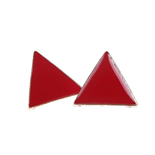 1 Pair Gothic Punk Style Metal Geometric Vintage Double Triangle Earrings Red