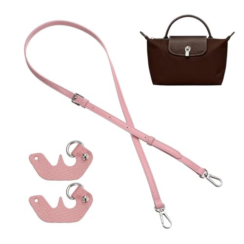 Sangle en cuir de rechange rose et boucle argentée pour sac
