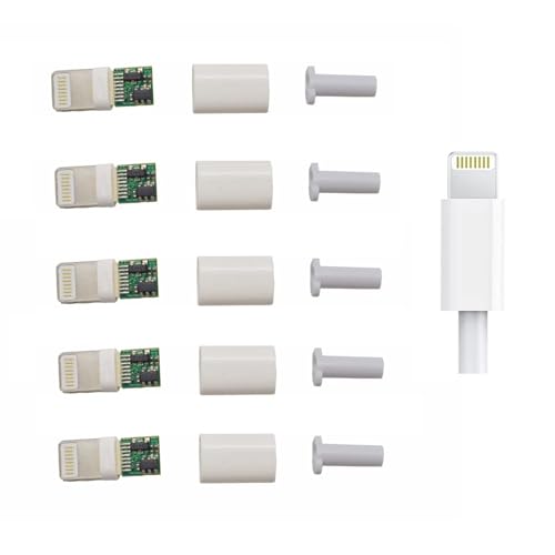 ELNONE 5sets White USB Male for iPhone iPad iPod Lightning DIY Connector Solder Housing Cover Adapters (5PCS White)