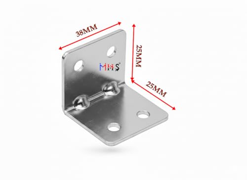 Image of MHS Heavy-Duty L Metal Brackets - Silver Finish Corner Brace - Right Angle Support for Wood Shelves, Cabinets, and Furniture... (24, 40 X 25 X 25)