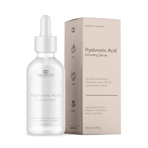 Hyaluronic Acid Activating Serum by Project E Beauty | Anti-Aging Serum for the Face | Plumping & Hydrating Facial Skin Care | Removes Dark Spots & Wrinkles | B5 | Whitening | For Dry Skin | 50ml