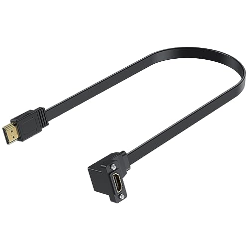 Poyiccot 4K HDMI câble 1.5ft, Flat mince HDMI 2.0 Câble, 18Gbps Montage du panneau HDMI Câble d'extension, montant Anglé HDMI Prise en charge du cordon extenseur Ethernet 3D 4K 2160p 1080p ARC pour UHD TV PC Xbox