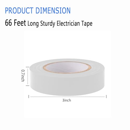 Image of TSUBI Electrical Tape (6Pack) White Electrical Tape is commonly Used for Household Wires, Automotive Power Circuit Wiring,Strong Adhesive,Waterproof,Durable, Easy-Wrap