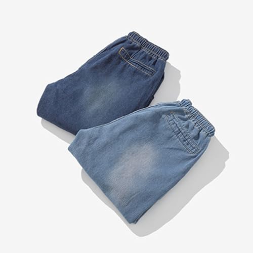 Denim Pants for Men Baggu Classic Casual Plus Size Jeans Pants Elastic Waist Drawstring Stretch Jorts with Pockets Streetwear4