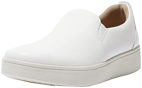 Basket femme Fitflop Rally cuir blanc, chaussures slip on skate sneakers