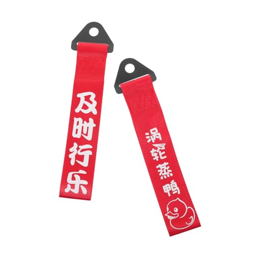 STOBAZA 2 Piezas Cinta Decorativa para Parachoques Roja Cuerda de Remolque Duradera de Nylon Resistente Útil para Coches y Remolques Diseño Práctico y Fácil de Instalar