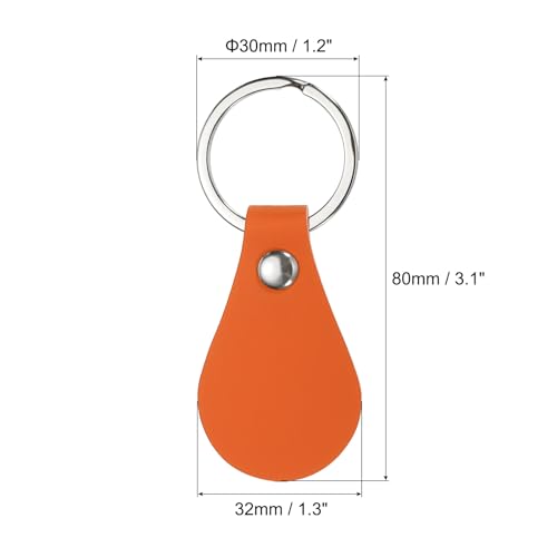 PATIKIL Leather Key Fob Kit, 30 Pack Orange PU Leather Key Fobs with Rivets and Key Rings - Image 2