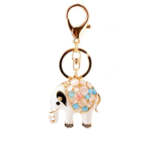 1 llavero con diseño de elefante de dibujos animados de ópalo, llavero de coche, mochila para mujer, llavero con colgante, a, Talla única