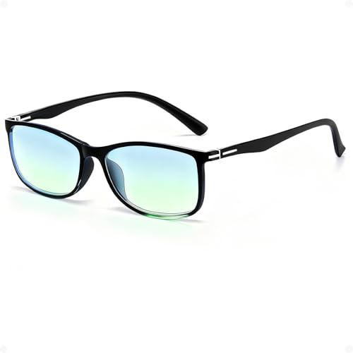 Khirhf Color Blind Glasses for Men, Red-Green Color Blindness Vision Correction & Enhancement Eyewear (Glossy Black Monotone)
