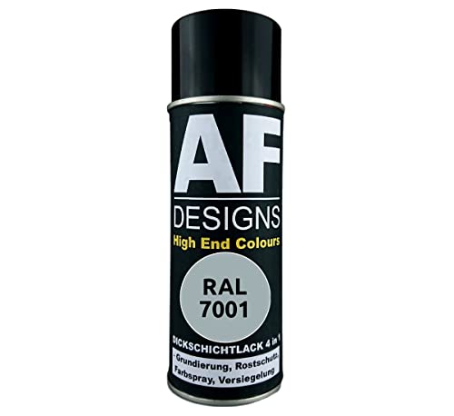 Alex Flittner Designs Peinture antirouille 4 en 1 RAL 7001 Gris argenté Métal Peinture de protection en spray Peinture antirouille Bombe aérosol