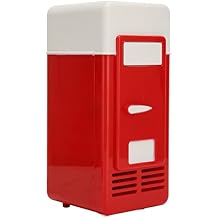EBTOOLS Mini Fridge,USB Small Refrigerators for Skincare Lipstick Perfume Beverage,Low Decibel Energy Saving Semiconductor Refrigeration Fridge Cooler for Car HomeRed