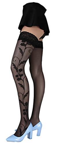 Medias hold ups de encaje 20 denier estampadas tallas grandes S M L XL XXL 3XL 4XL 5