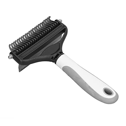 Generic Hunde Haarentfernung Pinsel Haustier Haarentfernung Pinsel Stahl Reinigung Gummi Locke den Knoten 2 in 1 für Welpen (WHITE)