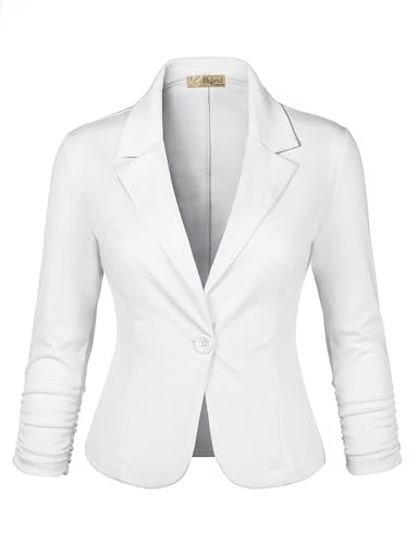 Hybrid & Company Women's Ponte Cardigan Blazer JK1131 White Large