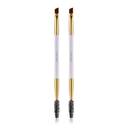 2pcs Docolor Duo Eyebrow Brush, Professional Eye Makeup Tool, Eyeshadow Brush and Spoolie Brush White
