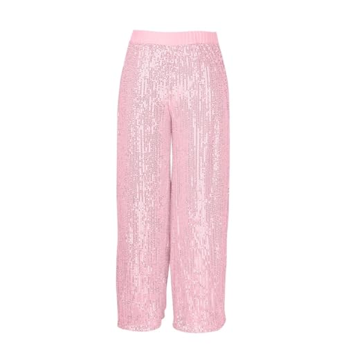Pantalon tendance à paillettes rose idéal pour briller lors de vos soirées et fêtes - 3