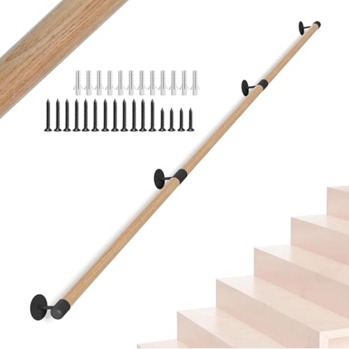 Barandilla de escalera redonda de madera de 240 cm, barandilla de escalera interior, barandilla de escalera de montaje en pared, pasillo antideslizante, lofts, barandilla de seguridad, barandilla de