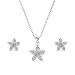 Produktbild Set Anhänger und Ohrstecker Sparkling Fower - Blüte | 925 Sterling Silber | Vergoldet mit 18K Weißgold | Mit funkelnden Swarovski Steinen | Kette 40 + 5 cm