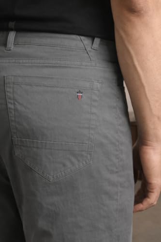 Image of Louis Philippe Men's Slim Fit 5 Pocket Made of Stretch Fabric Solid Casual Trouser