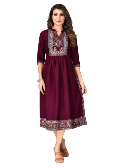 Image of Fabian Fashion Women's Rayon Floral Regular Tunic Shirt