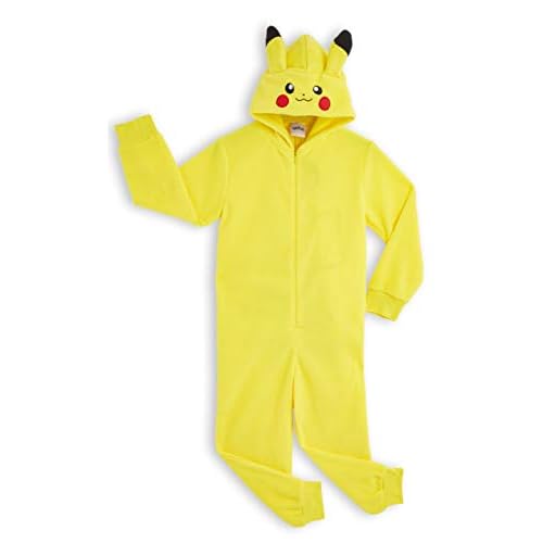 Pokémon Pikachu Pijama Entero para Niños de Una Pieza 4-14 Años (7-8 años, Amarillo)