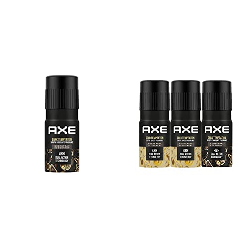 Image of AXE Dark Temptation Long Lasting Deodorant Body Spray for Men 150ml and Gold Temptation 150ml (Pack of 2) and Dark Temptation 150ml Deodorant, 150ml