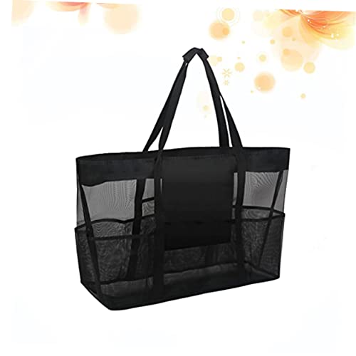 Practical Beach Mesh Tote Bag Portable Clothes Storage Pouch for Travel for Bathing Accessories and Wet Swimwear Black4
