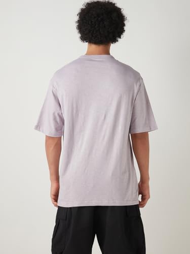 Image of Bewakoof Air 1.0 Men's Graphic Printed Oversized Fit Half Sleeve Round Neck Cotton Slub T-Shirt