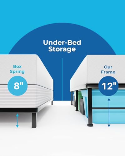 Image of ARLAVYA Queen Size Metal Bed Frame (6.5 x 5 Ft) | Heavy Duty Steel Platform Bed with Springboard Slats | 12 inch Underbed Storage | Noise-Free | Easy Assembly | Black