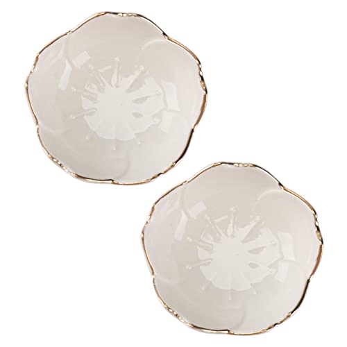 Zerodeko 2pièces Bol à Sauce à Fleurs Céramique Set De Gobelets à Trempette Soucoupes à Condiments Pour Table Design Élégant Et Résistant