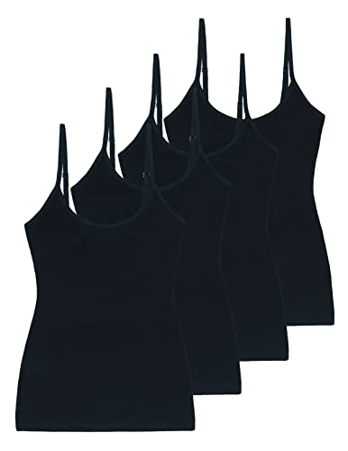 Comfneat Damen 4-Pack Unterhemd Baumwolle Camisoles (Schwarz 4-Pack, M) Cover