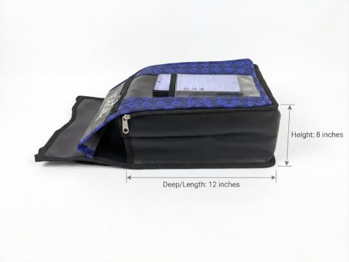 Image of Universal Bike Fuel Tank Bag with Clear Mobile Touch Pocket & Dual Zip | Rexine Leather Tank Cover Compatible with Splendor, Shine, SP 125, Pulsar, Platina, Glamour, Unicorn, Raider (Blue & Black)