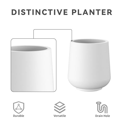 Image of Kante Set of 3 White Concrete Curved Round Planters for Modern Home | Handcrafted, Premium, Durable, All-Weather Cement Pot, Drainage for Outdoor, Rubber Plug for Indoor Home, Anti-Frost & UV