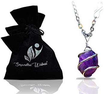 Natural Amethyst Crystal Healing Necklace - For Crown Chakra | Enhances Spiritual Awareness, Improves Selflessness. Calms Mind, Enhances Motivation, Focuses Thoughts | With Stylish Adjustable Chain