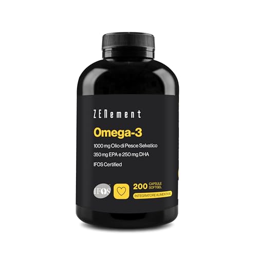 Omega 3 IFOS - 2000 mg (EPA 700 mg + DHA 500 mg) per dose giornaliera (2 softgel) - Mantiene livelli normali di trigliceridi - Con Vitamina E naturale con azione antiossidante - Zenement