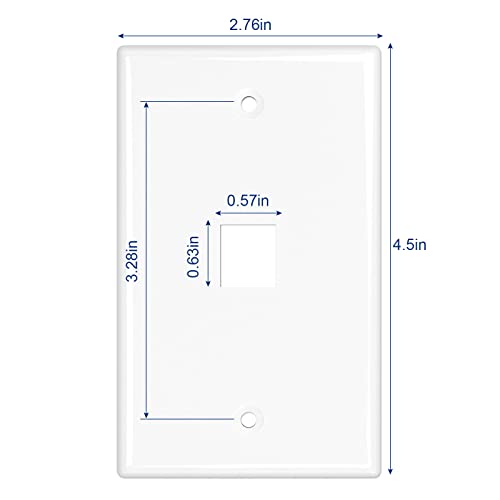 Image of iwillink 1-Port Keystone Wall Plate 25-Pack, Low Profile Ethernet Wall Plates for Keystone Jack, White