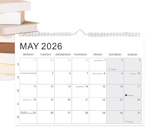 Grote kalender voor aan de muur, maandkalender voor aan de muur, multifunctionele bloemenkalender 2024-2025, kleurrijke 18-maandkalender met haken, hangende kalender voor notities, afsprakenplanning
