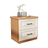 loyfreeyo ベッドサイドテーブル サイドチェスト ベッドサイド 収納 棚付き 引き出し 寝室 リビング ナイトテーブル おしゃれ 北欧 木製 収納チェスト キャビネット シンプル ベッド周り収納 組立簡単 (ホワイト A,2層-長さ40CM)