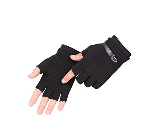 Campstoor 新規発売 秋冬防寒 メンズ 指なし手袋 裏起毛 ハンドウォーマー 暖かい手袋 タッチスクリーン手袋 厚地 滑り止め 自転車 バイク 運転に適用 (ブラック)