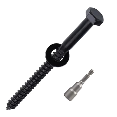 Boulon de 0,6 cm et lot de 8 jeux de vis tire-fond à tête hexagonale inox 304 pour bois