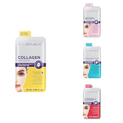 Image of Skin Republic Age Defying Mask Set (Pack of 4) - Collagen + Hyaluronic + Retinol + Vitamin C Masks