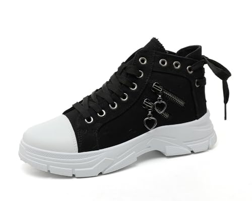 VV87 Women's Casual Canvas Air Cushion Sneakers High top Thick Sole Jogging Walking Shoes