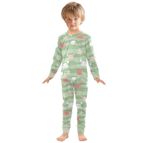 Pajama Sets Long Sleeve Cute Sea Crab Pattern Soft Comfy Sleepwear 2 Piece PJS 3-8T2