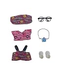 Cotton Doll Clothes, Purple Suspender Style with Glasses, Camera Accessories and Shoes (no Doll) (Purple) 17cm/15cm Clothes Set