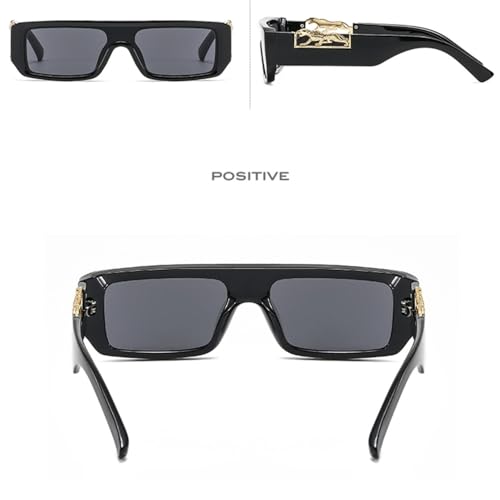 Rectangle Sunglasses For Women Men Gradients Lens PC Frame Leopard Decorate Sun Glasses UV4004