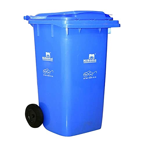 Image of Nilkamal Dustbin | 240L Pack of 2 | Blue Plastic Rectangular Outdoor Dustbin with Wheels & Lid